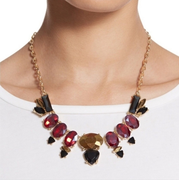 Chico’s Jonie Red and Black Rhinestones Statement Necklace - Picture 10 of 10